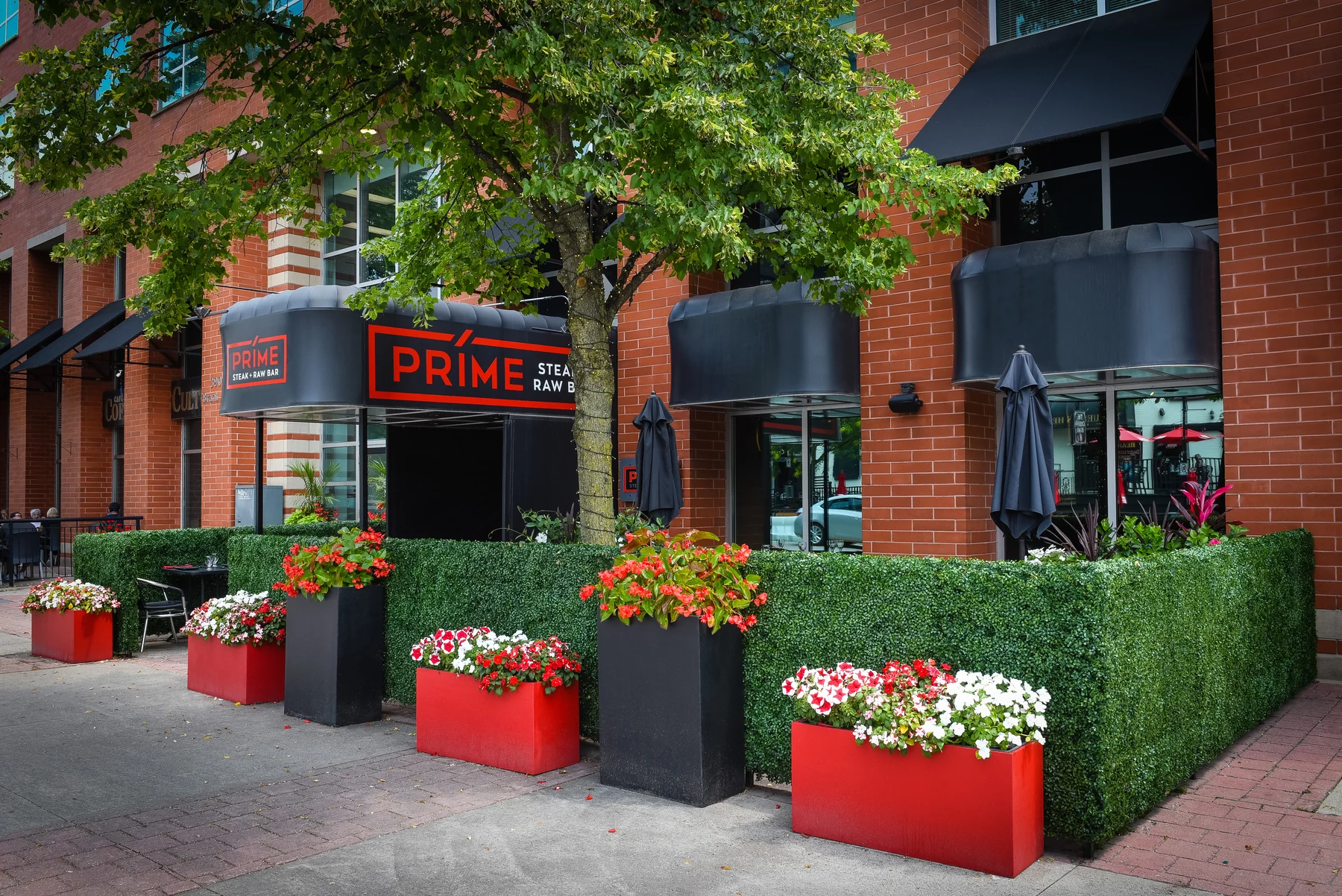 Prime’s exterior and patio, with the entrance on Elgin Street
