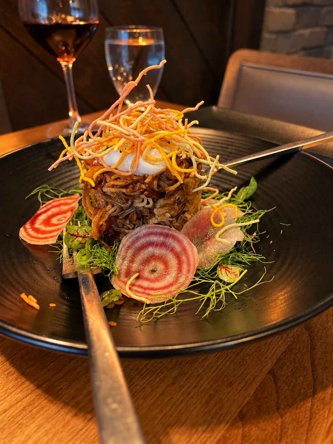 Prime’s Yakisoba noodles topped with a duck egg